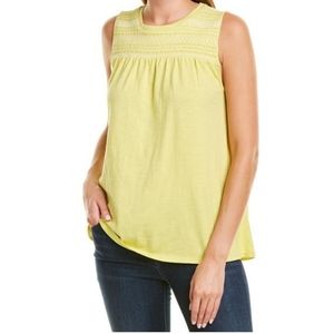 Vince Camuto New Smocked Embroidered Top M
